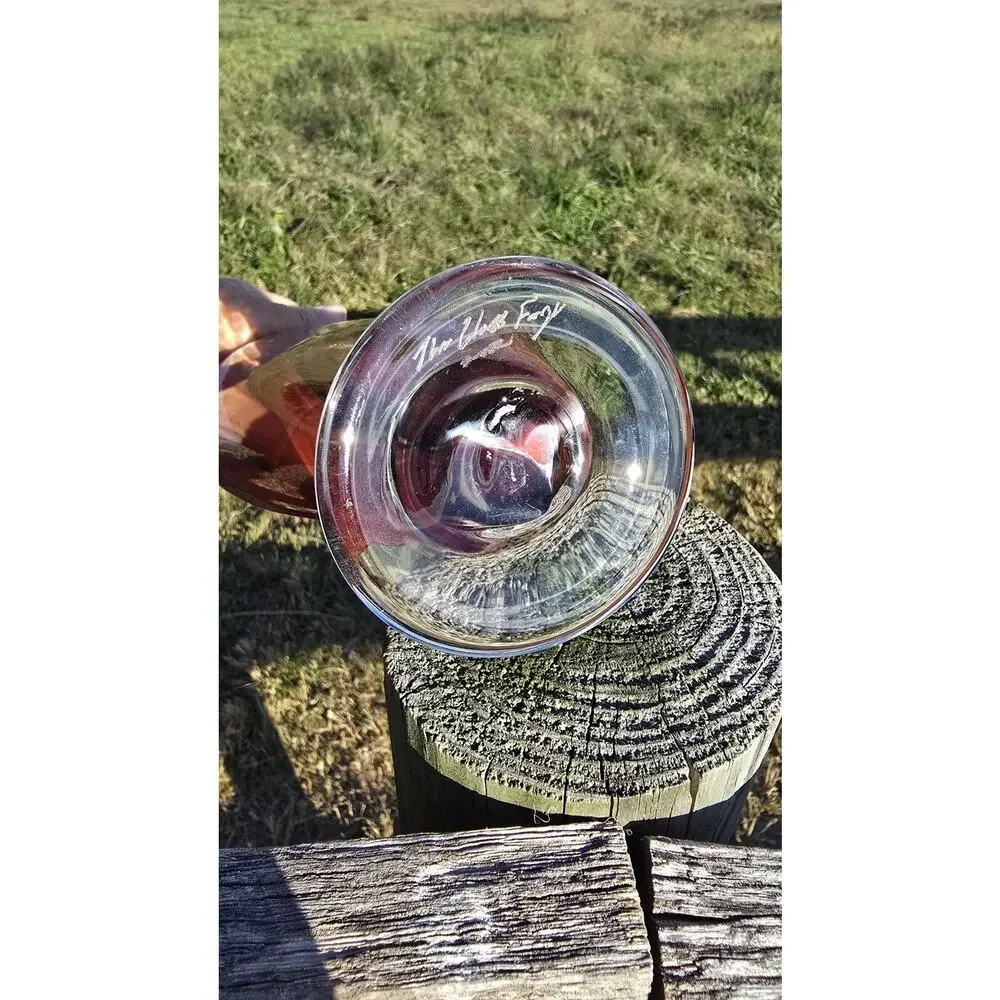 Vintage The Glass Forge Art Glass Vase Red Orange Signed 2002 Hand Blown USA